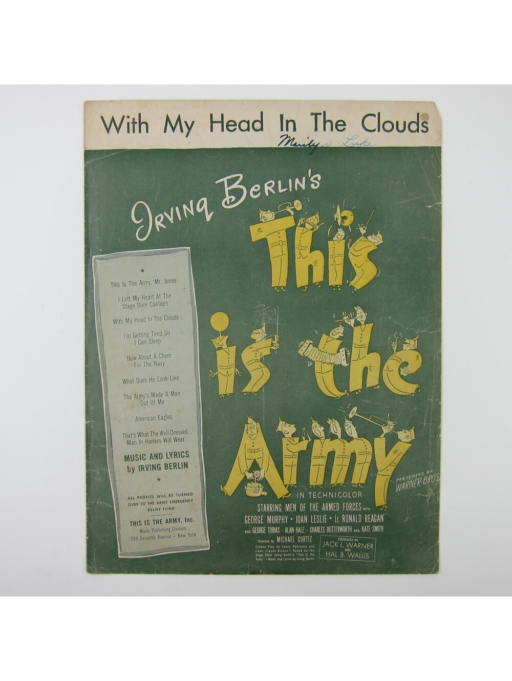 Sheet Music With My Head in the Clouds This is the Army Irving Berlin WW2 1942